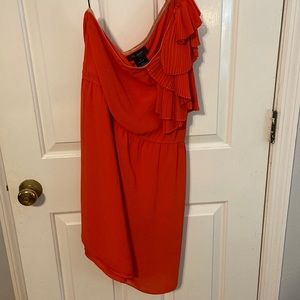 Short one shoulder coral dress. Brand: Miss Me. Size: Small